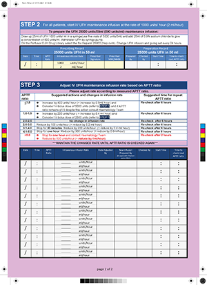 CUH IV Heparin Prescription Chart
