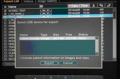 Select USB as export location